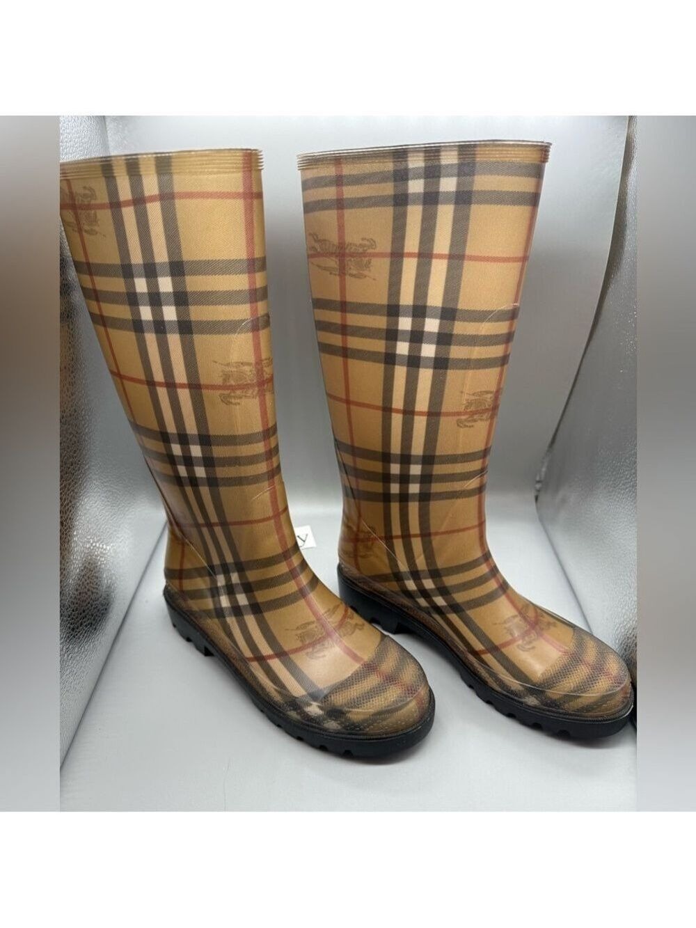 Women's Burberry House Check Pattern /Mid- Calf Rubber Rain Boots/Womens Size 37 - Picture 6 of 10